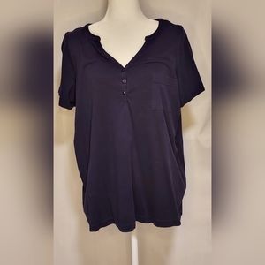 Roaman's Henley v-neck t-shirt   Size L (18/20)